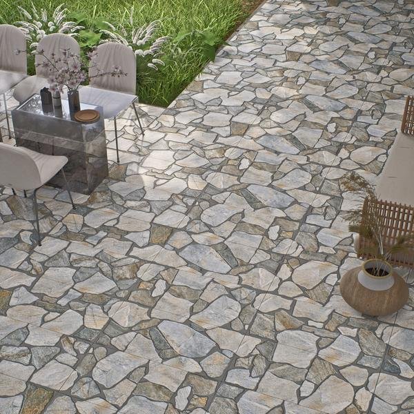 Parking Floor & Wall Stone Grey 2 ft x 1 ft Matte Finish Stone Vitrified Tile - 12 mm